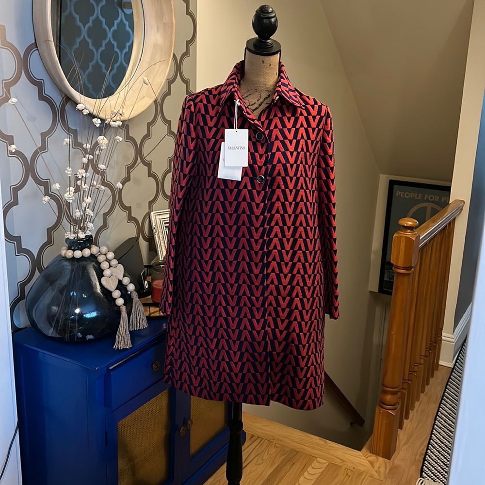Valentino red and navy coat